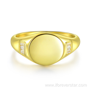 18K Gold Wedding engagement silver rings